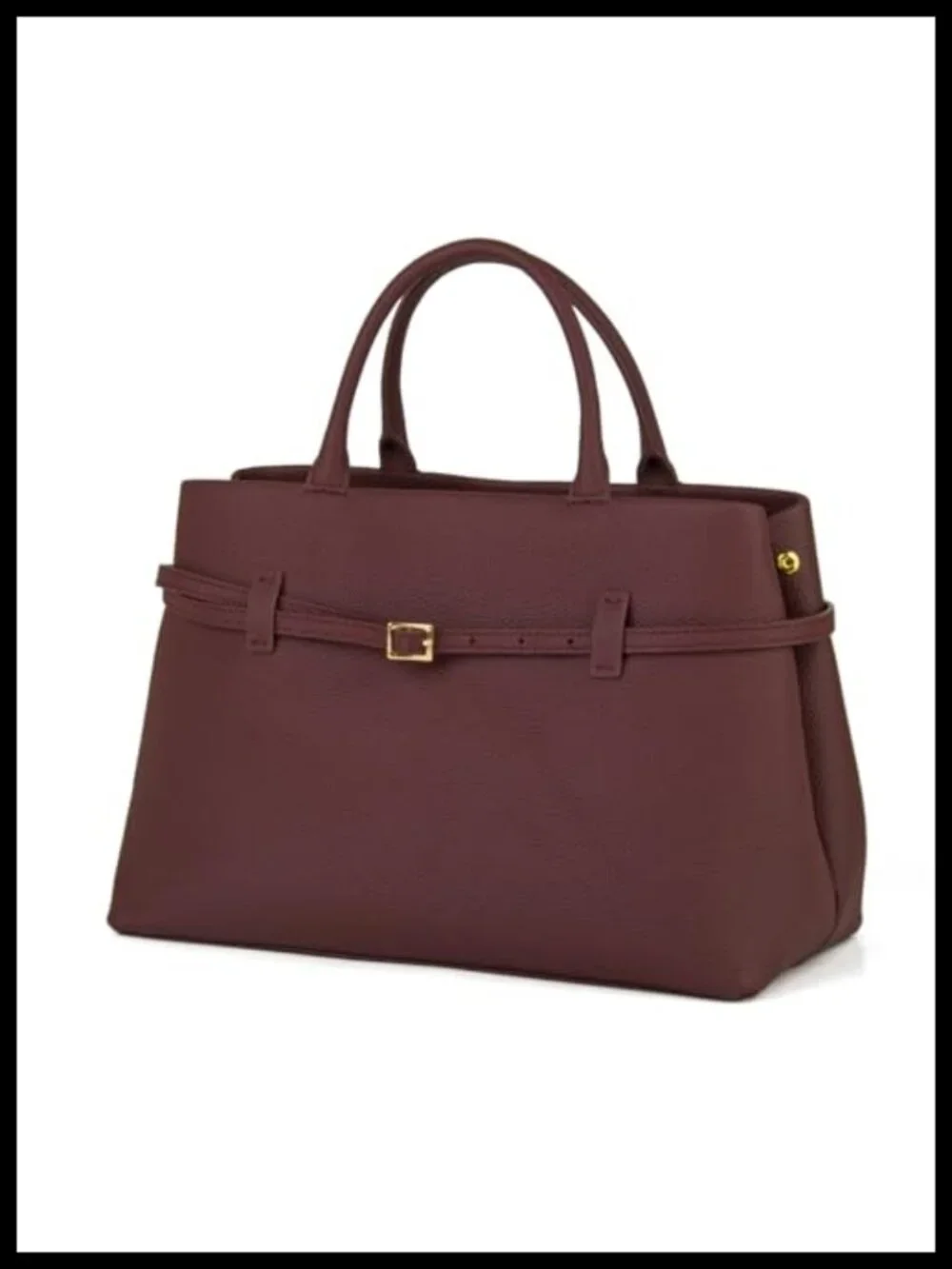 Full-Grain Cowhide Leather Satchel Work Tote with Detachable Strap